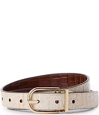BRAHMIN Reversible Crocodile Embossed Leather Belt