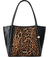 BRAHMIN Damson Collection Bailee Leopard Tote Bag