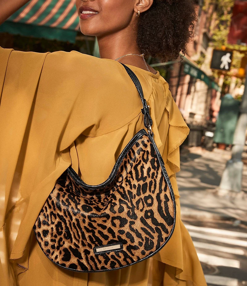 BRAHMIN Damson Collection Kathleen Leopard Slouchy Shoulder Bag