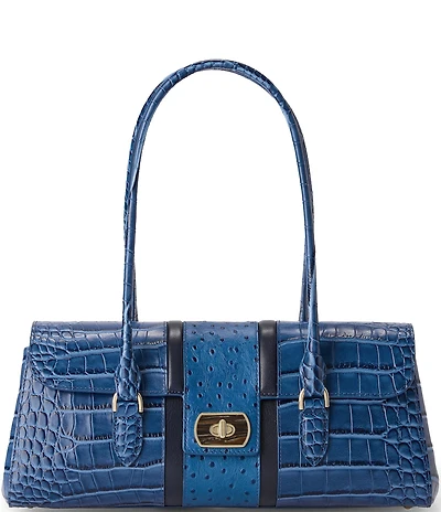 BRAHMIN Dayan Retro Blue Skye East-West Satchel Bag