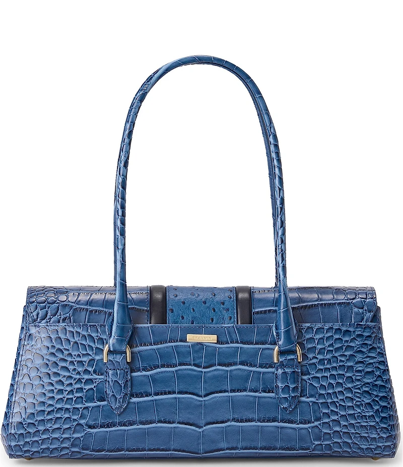 BRAHMIN Dayan Retro Blue Skye East-West Satchel Bag
