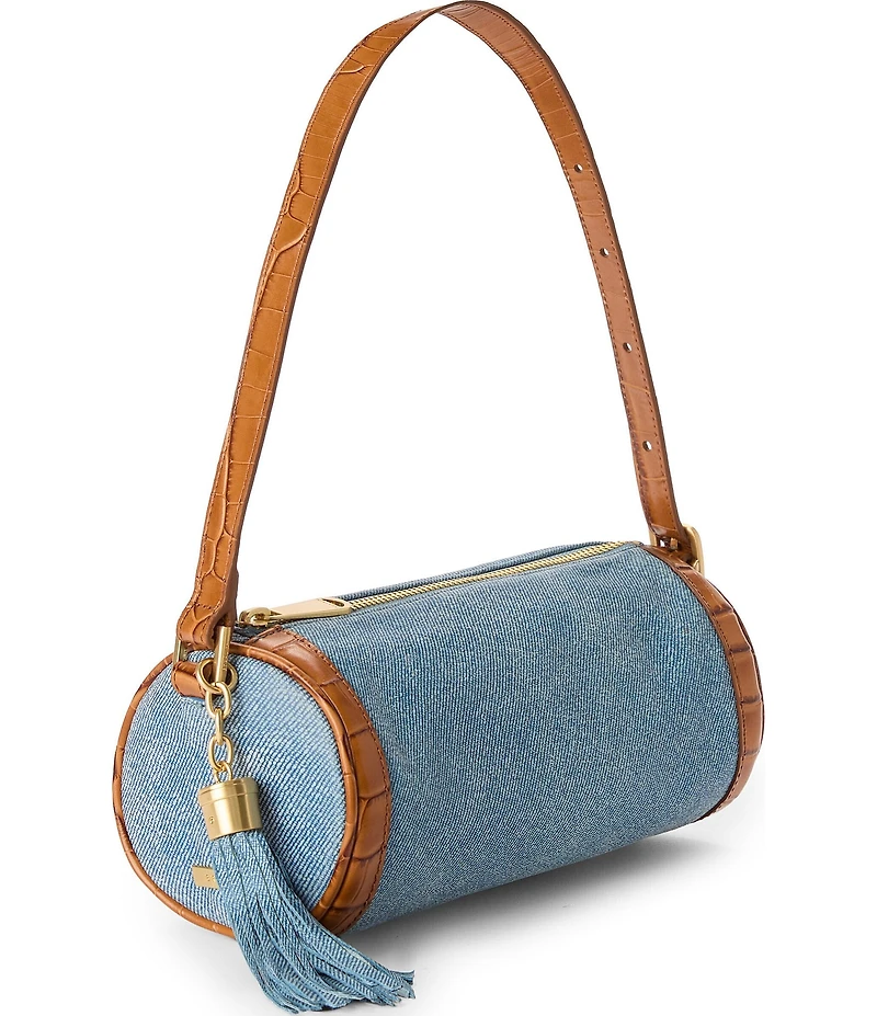 BRAHMIN Denim Starlit Collection Billie Barrel Shoulder Bag