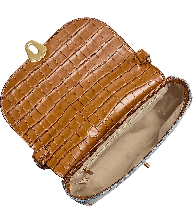 BRAHMIN Denim Starlit Collection Portial Flap Crossbody Bag