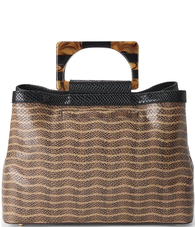 BRAHMIN Denise Anise Collection Multi Snake Print Resin Handle Small Satchel Bag
