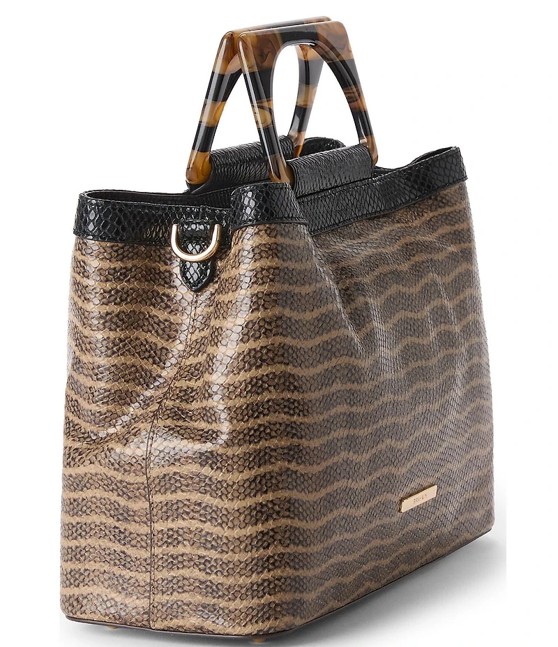 BRAHMIN Denise Anise Collection Multi Snake Print Resin Handle Small Satchel Bag