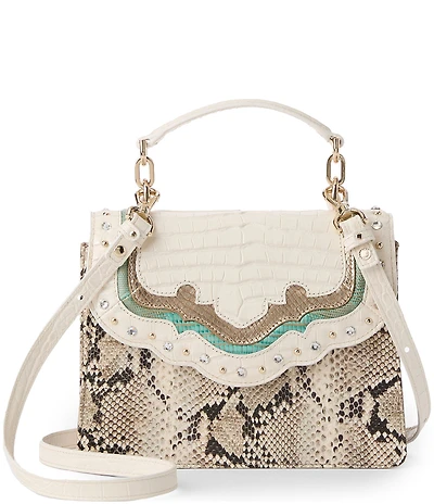BRAHMIN Dubois Collection Cloud Dancer Small Hallie Contrast Trim Satchel Bag