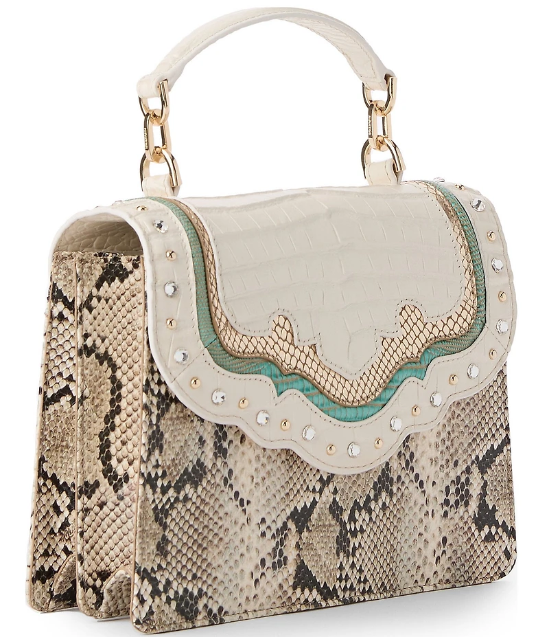 BRAHMIN Dubois Collection Cloud Dancer Small Hallie Contrast Trim Satchel Bag
