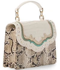 BRAHMIN Dubois Collection Cloud Dancer Small Hallie Contrast Trim Satchel Bag