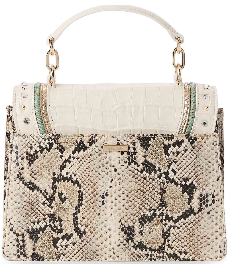 BRAHMIN Dubois Collection Cloud Dancer Small Hallie Contrast Trim Satchel Bag