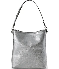 BRAHMIN Duchess Collection Silver Metallic Celina Bucket Shoulder Bag