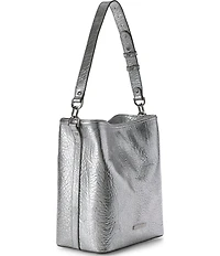 BRAHMIN Duchess Collection Silver Metallic Celina Bucket Shoulder Bag