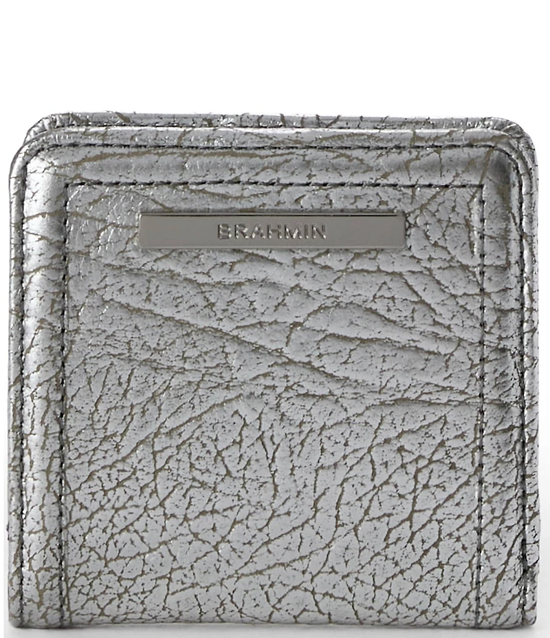 BRAHMIN Duchess Collection Silver Metallic Jane Mini Bifold Wallet