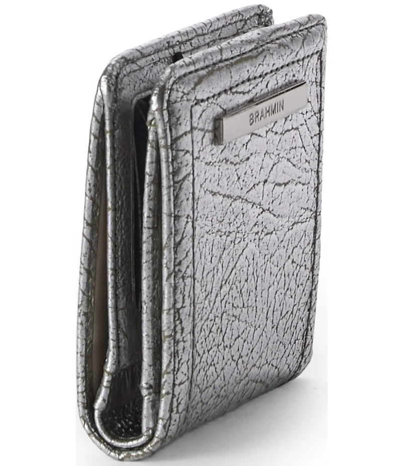 BRAHMIN Duchess Collection Silver Metallic Jane Mini Bifold Wallet