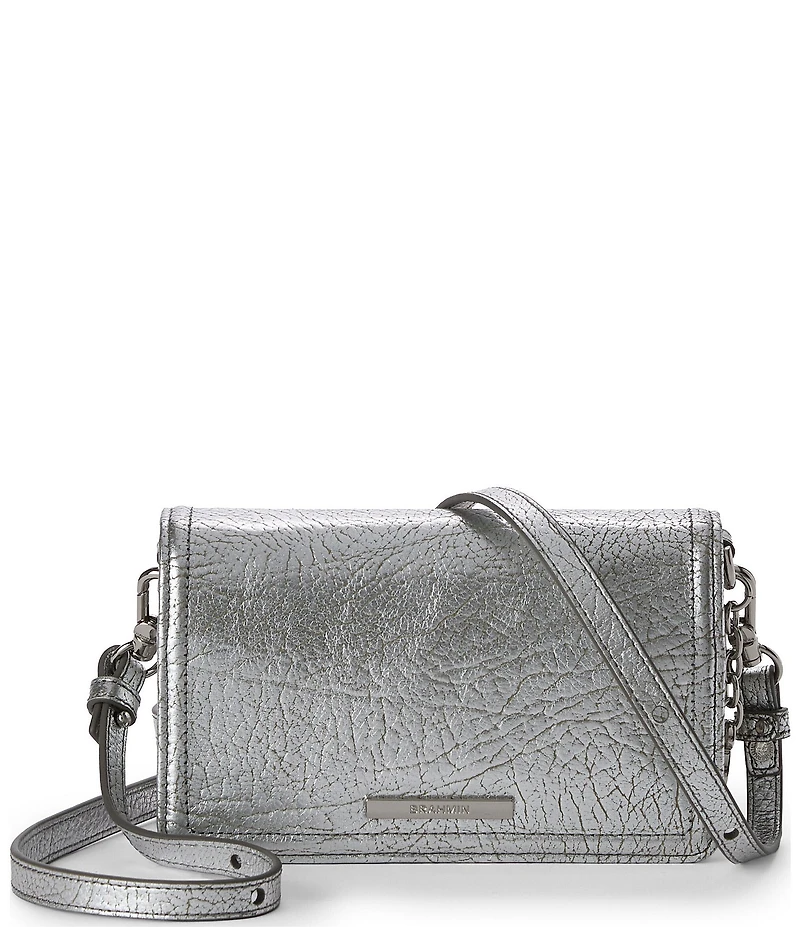 BRAHMIN Duchess Collection Silver Metallic Minuette Crossbody Bag