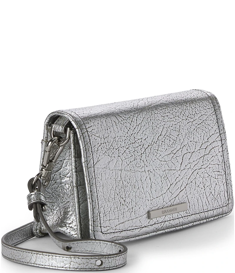 BRAHMIN Duchess Collection Silver Metallic Minuette Crossbody Bag