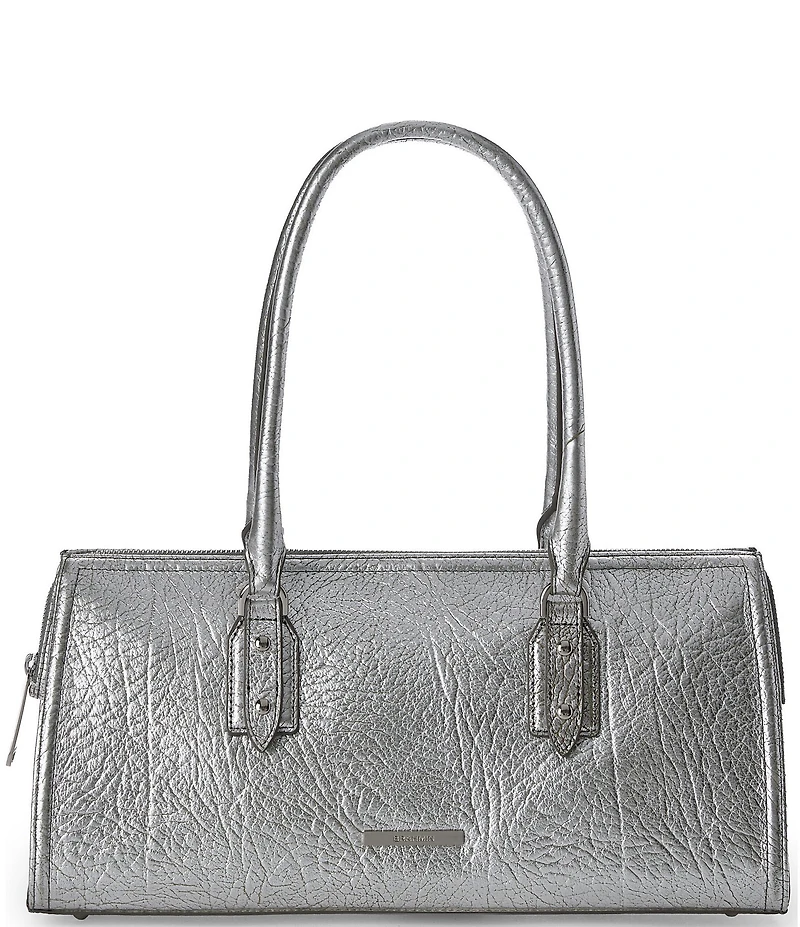 BRAHMIN Duchess Collection Silver Metallic Sophia Satchel Bag