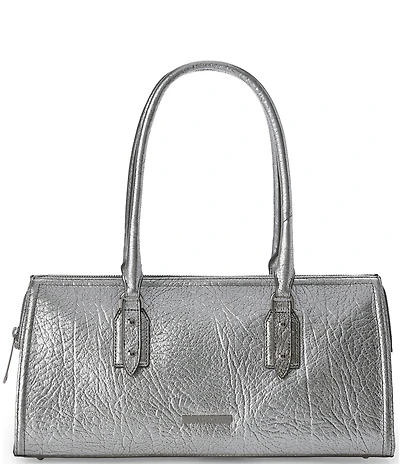 BRAHMIN Duchess Collection Silver Metallic Sophia Satchel Bag