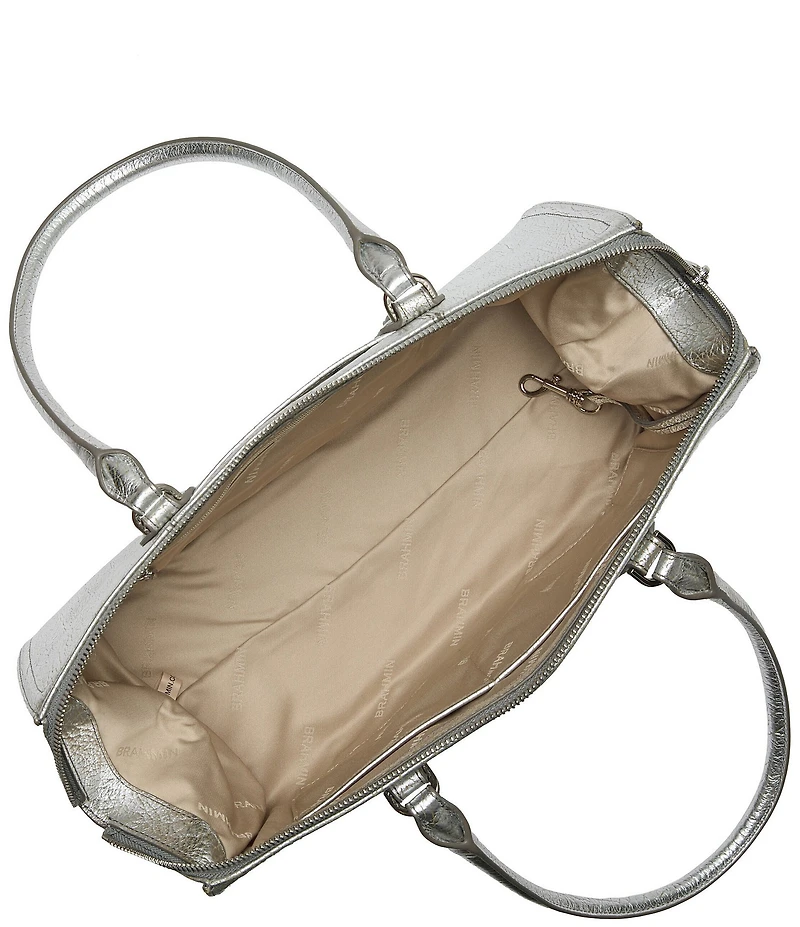 BRAHMIN Duchess Collection Silver Metallic Sophia Satchel Bag