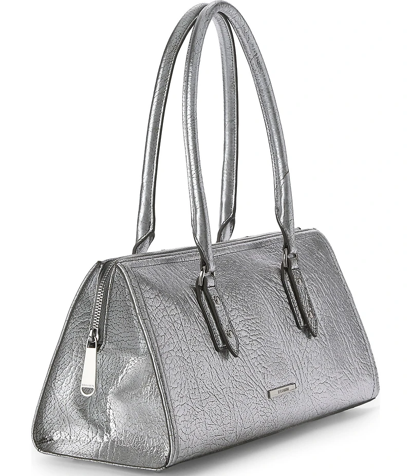 BRAHMIN Duchess Collection Silver Metallic Sophia Satchel Bag