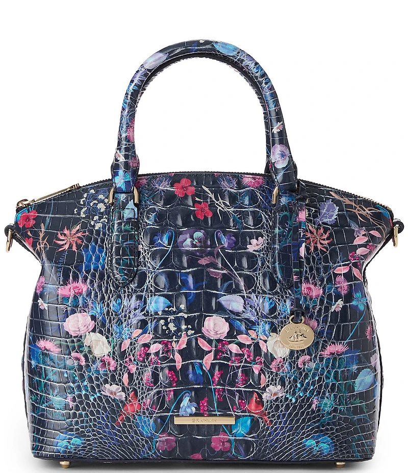BRAHMIN Duxbury Folk Tale Floral Crocodile-Embossed Satchel Bag