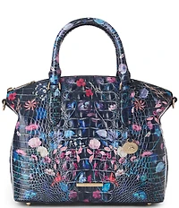 BRAHMIN Duxbury Folk Tale Floral Crocodile-Embossed Satchel Bag