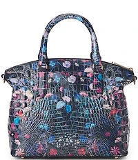 BRAHMIN Duxbury Folk Tale Floral Crocodile-Embossed Satchel Bag