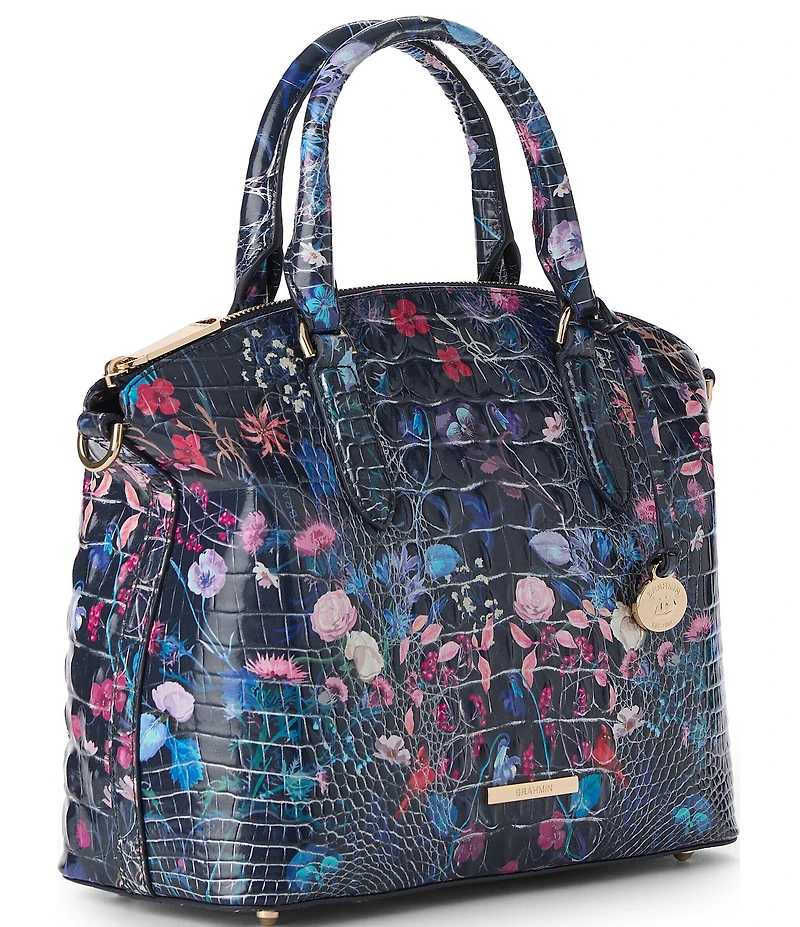 BRAHMIN Duxbury Folk Tale Floral Crocodile-Embossed Satchel Bag