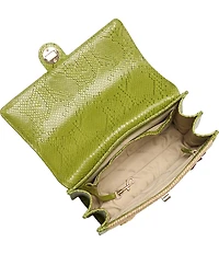 BRAHMIN Flora Collection Small Hallie 3D Floral Applique Raffia Satchel Bag