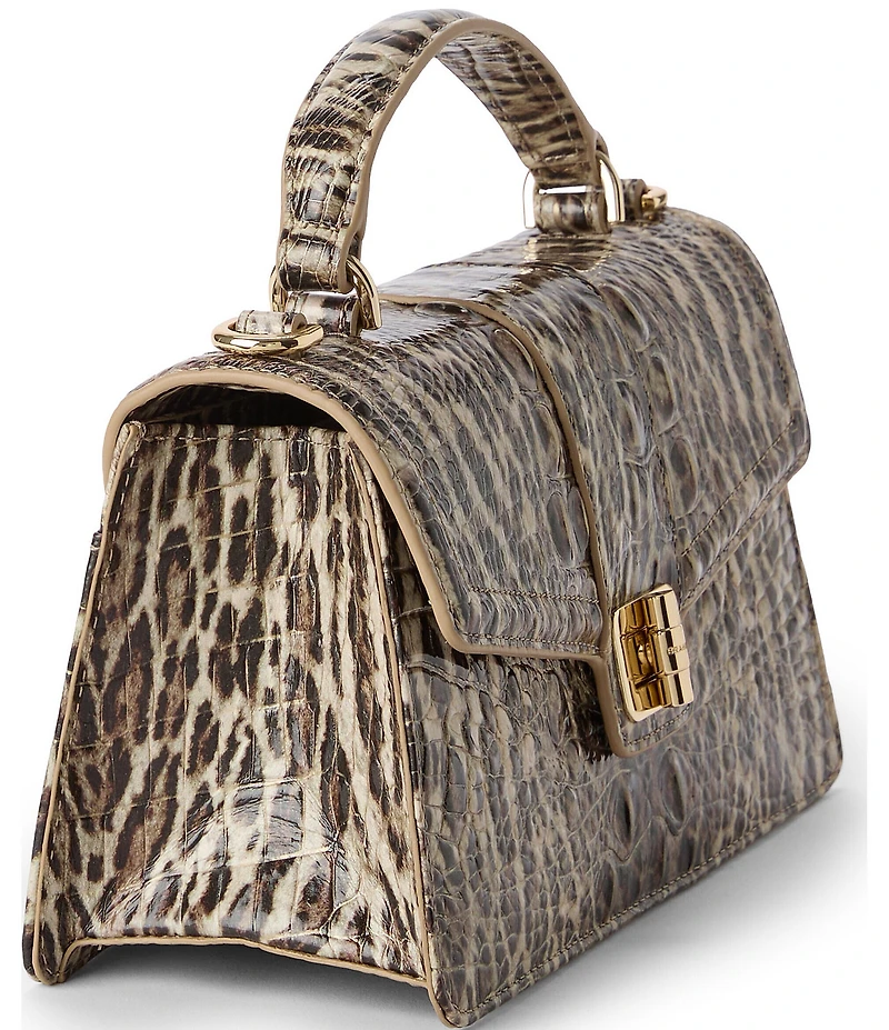 BRAHMIN Genie Melbourne Collection Ocelot Animal Print Turn Lock Crossbody Bag