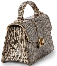 BRAHMIN Genie Melbourne Collection Ocelot Animal Print Turn Lock Crossbody Bag