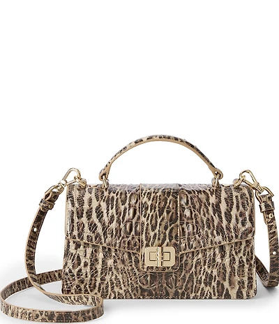 BRAHMIN Genie Softscape Melbourne Collection Animal Print Turn Lock Crossbody Bag