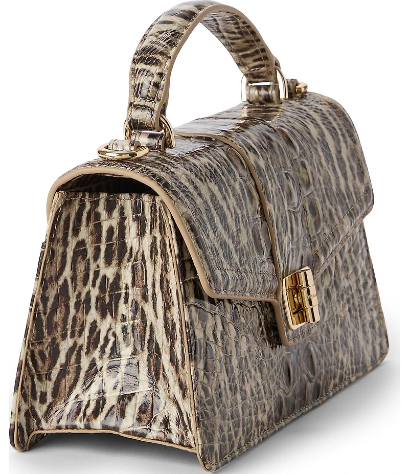 BRAHMIN Genie Softscape Melbourne Collection Animal Print Turn Lock Crossbody Bag
