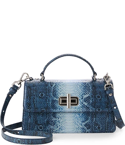 BRAHMIN Genie Vintage Indigo Quartzite Collection Snake Embossed Crossbody Bag