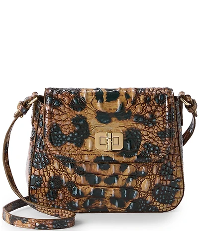 BRAHMIN Golden Lynx Animal Print Melbourne Collection Gianna Crossbody Bag