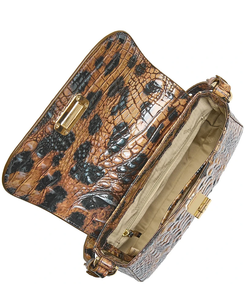 BRAHMIN Golden Lynx Animal Print Melbourne Collection Gianna Crossbody Bag