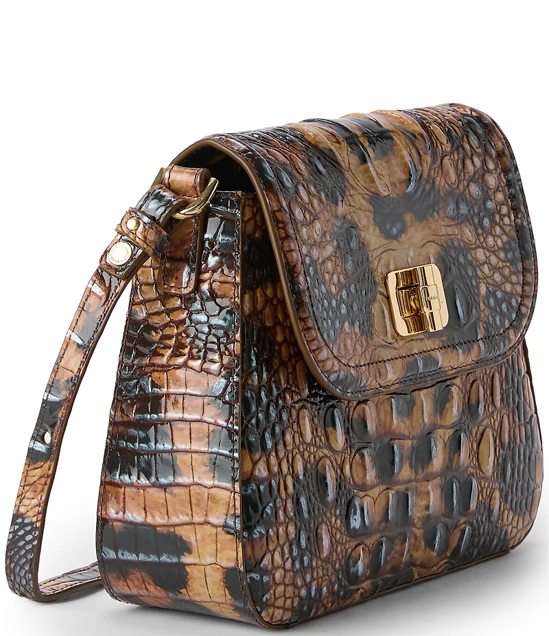 BRAHMIN Golden Lynx Animal Print Melbourne Collection Gianna Crossbody Bag