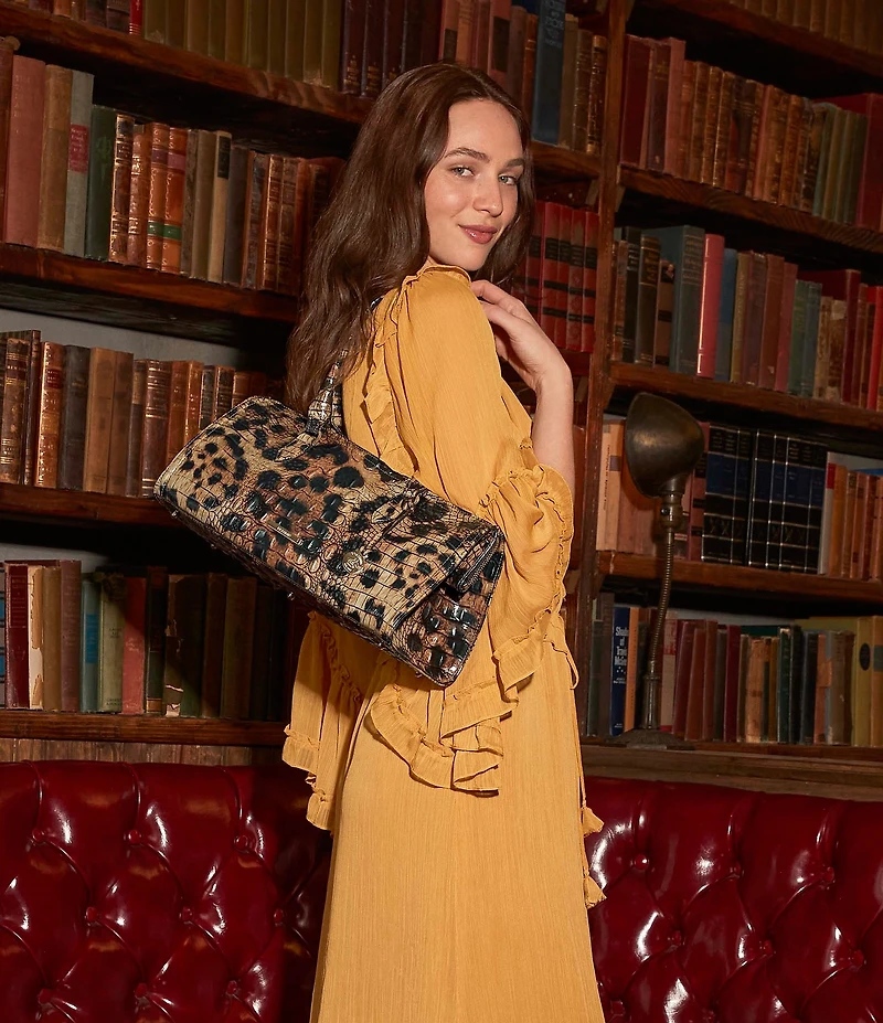 Brahmin Golden Lynx Animal Print Melbourne Collection Sophia Satchel Bag