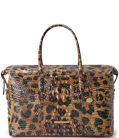 BRAHMIN Golden Lynx Animal Print Melbourne Duxbury Weekender