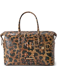 BRAHMIN Golden Lynx Animal Print Melbourne Duxbury Weekender
