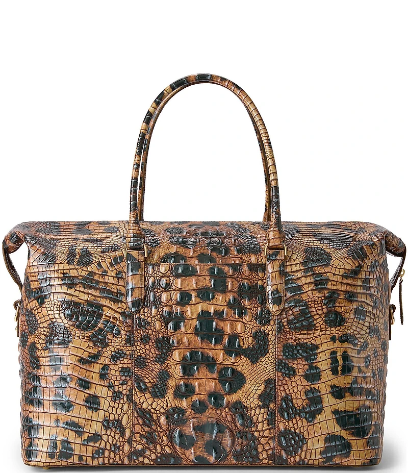 BRAHMIN Golden Lynx Animal Print Melbourne Duxbury Weekender