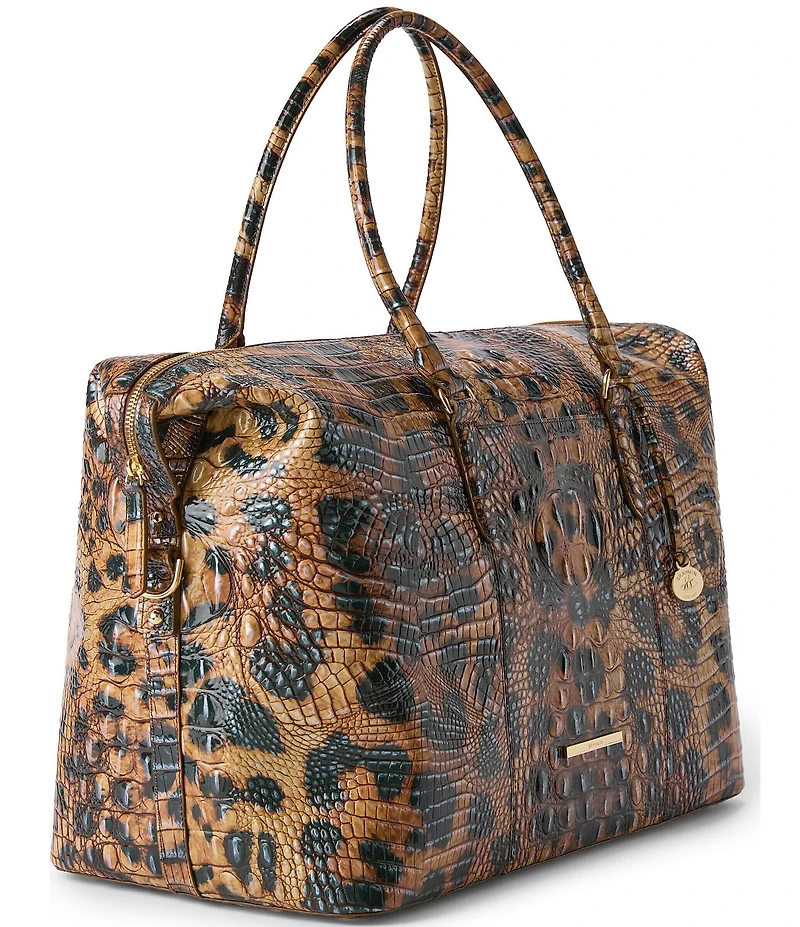BRAHMIN Golden Lynx Animal Print Melbourne Duxbury Weekender
