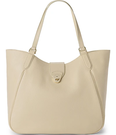 BRAHMIN Ivory Pebble Leather Aliza Slouchy Tote Bag