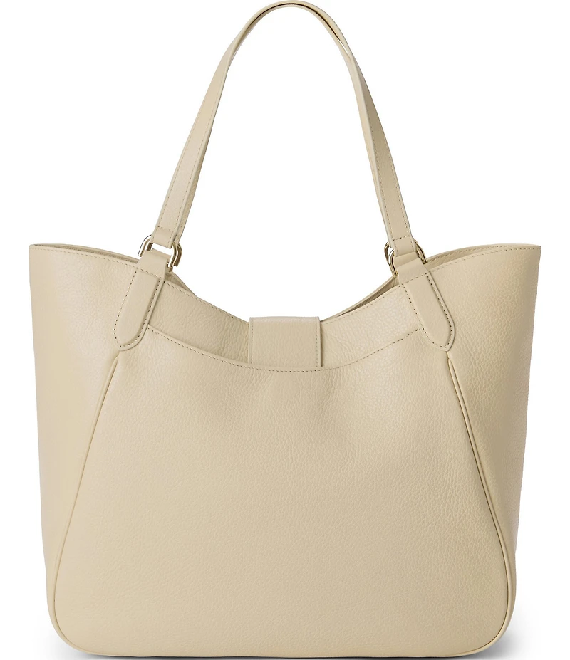 BRAHMIN Ivory Pebble Leather Aliza Slouchy Tote Bag