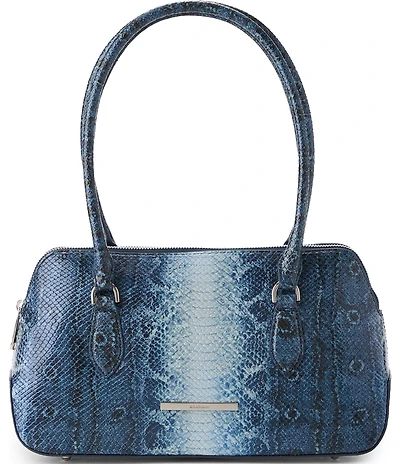 BRAHMIN Jennifer Vintage Indigo Quartzite Collection Snake Embossed Satchel Bag