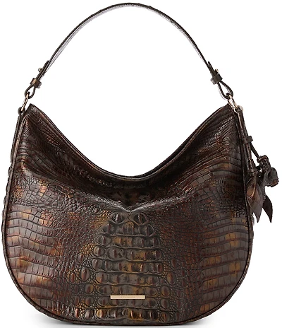 BRAHMIN Keepsake Collection Kathleen Fall Tortoise Rose Charm Slouchy Shoulder Bag