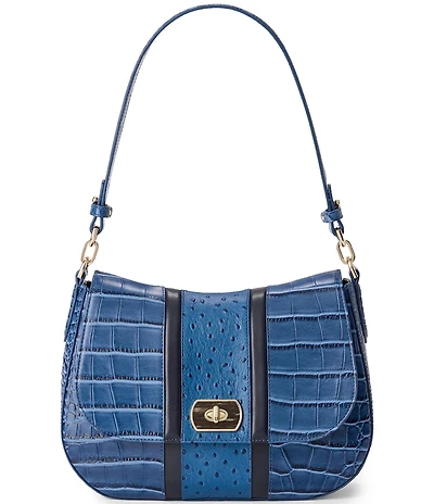 BRAHMIN Kristin Retro Blue Skye Turn-lock Flap Shoulder Bag