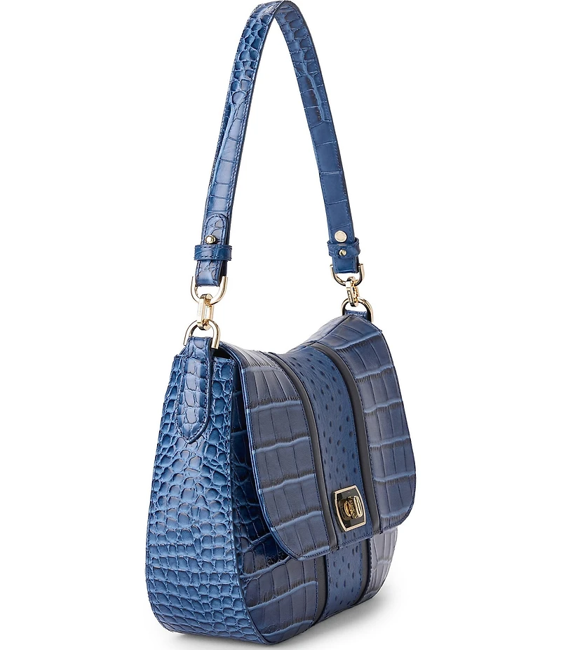 BRAHMIN Kristin Retro Blue Skye Turn-lock Flap Shoulder Bag