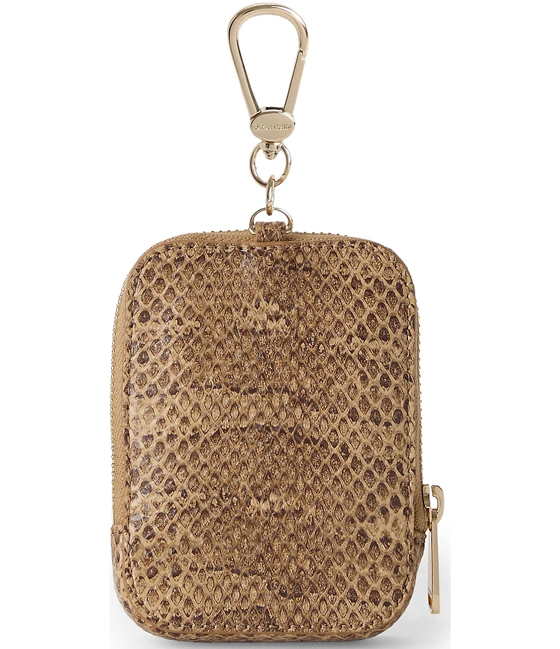 BRAHMIN Light Pecan Bonaire Collection Katelynn Snake Print Pouch Bag