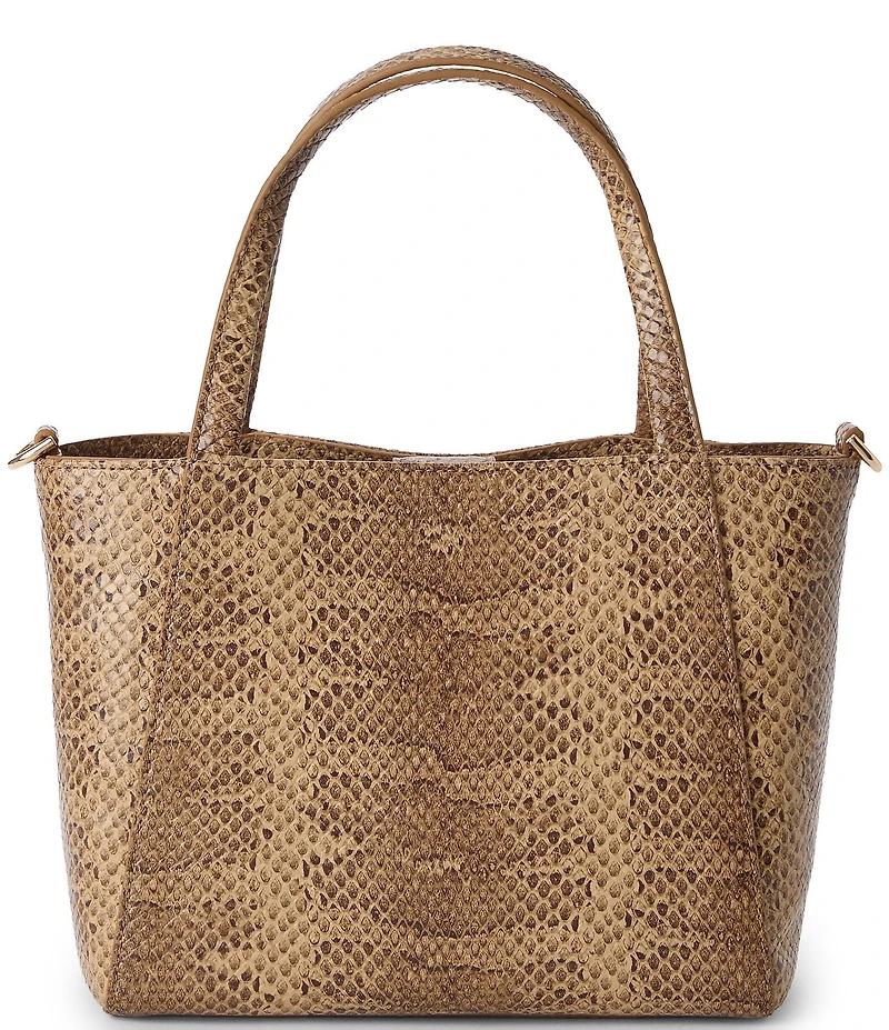 BRAHMIN Light Pecan Bonaire Collection Small Mona Snake Print Tote Bag