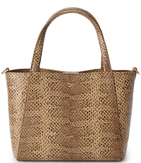 BRAHMIN Light Pecan Bonaire Collection Small Mona Snake Print Tote Bag